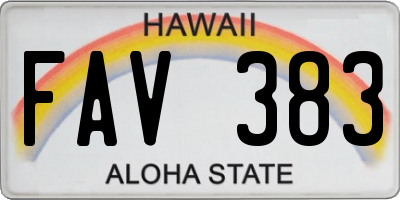 HI license plate FAV383