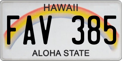 HI license plate FAV385
