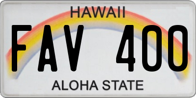 HI license plate FAV400