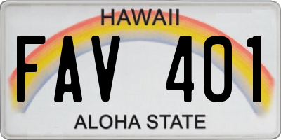 HI license plate FAV401
