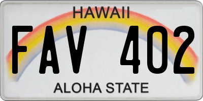 HI license plate FAV402