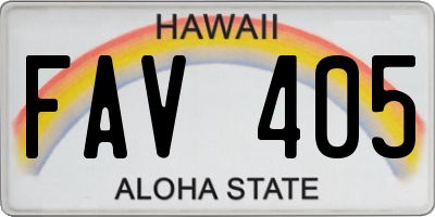 HI license plate FAV405
