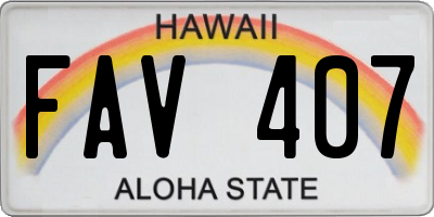 HI license plate FAV407