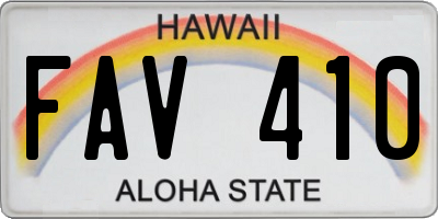 HI license plate FAV410
