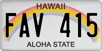 HI license plate FAV415