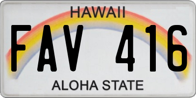 HI license plate FAV416