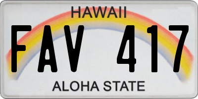 HI license plate FAV417
