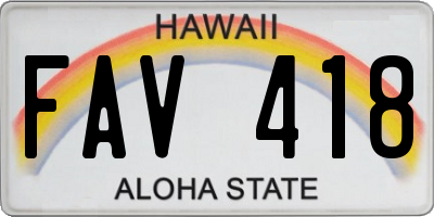 HI license plate FAV418