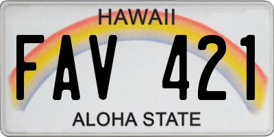 HI license plate FAV421