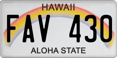 HI license plate FAV430