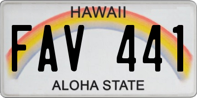 HI license plate FAV441