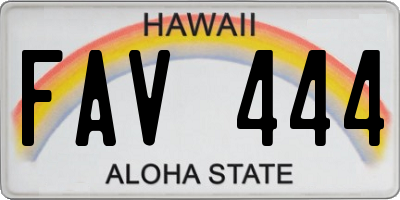 HI license plate FAV444