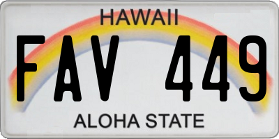 HI license plate FAV449