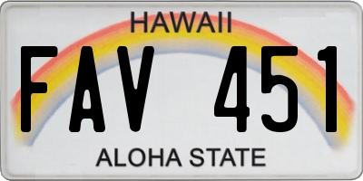 HI license plate FAV451