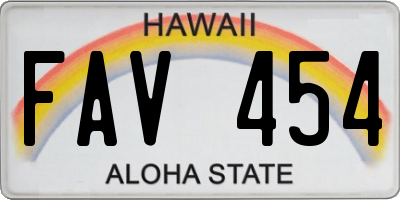 HI license plate FAV454