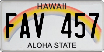 HI license plate FAV457