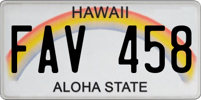 HI license plate FAV458