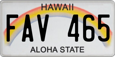 HI license plate FAV465