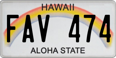 HI license plate FAV474