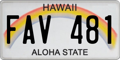 HI license plate FAV481