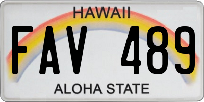 HI license plate FAV489