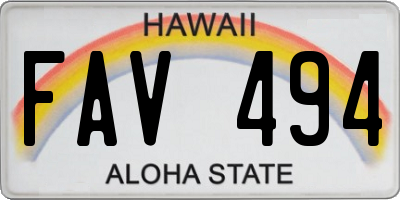 HI license plate FAV494