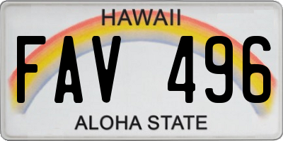 HI license plate FAV496