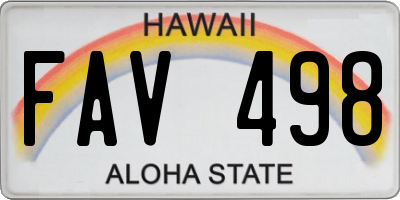 HI license plate FAV498