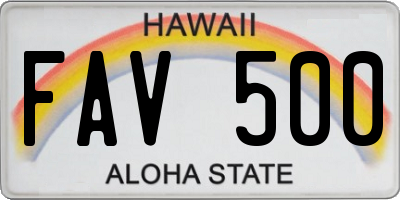 HI license plate FAV500