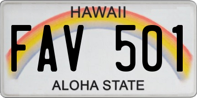 HI license plate FAV501