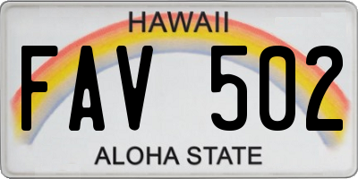 HI license plate FAV502