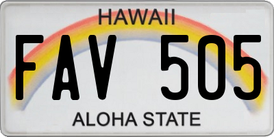 HI license plate FAV505