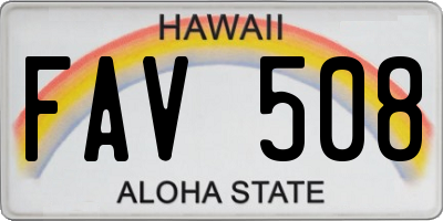 HI license plate FAV508