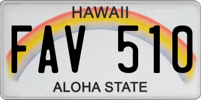 HI license plate FAV510