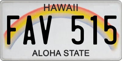 HI license plate FAV515