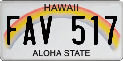 HI license plate FAV517