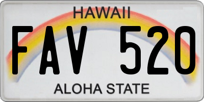 HI license plate FAV520