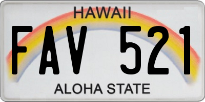 HI license plate FAV521