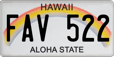 HI license plate FAV522