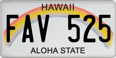 HI license plate FAV525