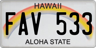 HI license plate FAV533