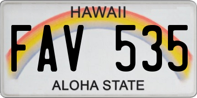 HI license plate FAV535