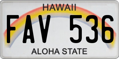 HI license plate FAV536