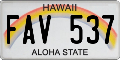 HI license plate FAV537