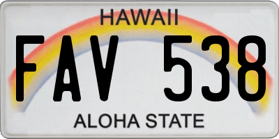 HI license plate FAV538