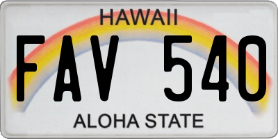 HI license plate FAV540