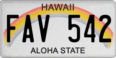HI license plate FAV542