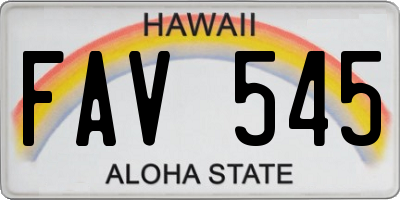 HI license plate FAV545