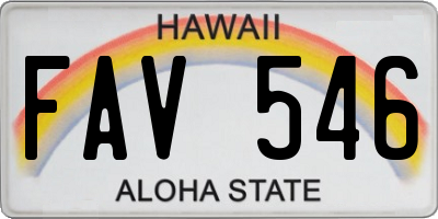 HI license plate FAV546