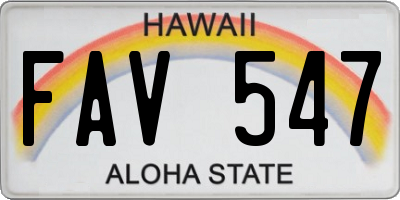 HI license plate FAV547
